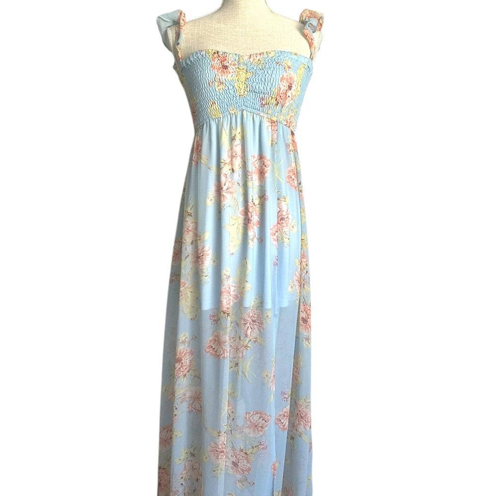Vici Floral Blue Maxi Dress XS